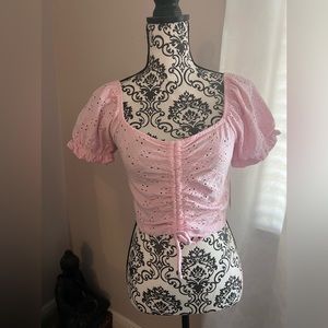 Pink Laced Crop Top